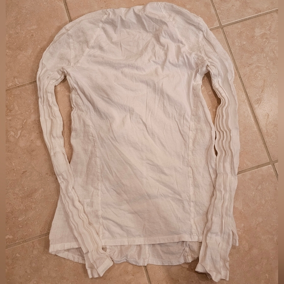 Stewart + Brown organic cotton white textured long sleeve shirt small - Picture 3 of 5